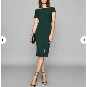 Reiss Women's Green Lavinia Asymmetrical Ribbed Knit Dress
